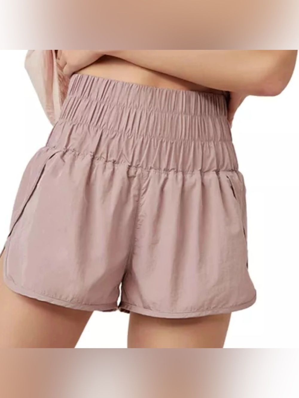 Free People FP Movement The Way Home Shorts High Waist Lined Mauve Dusty Rose